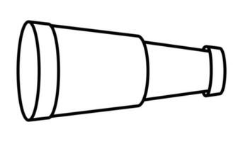 schwarz und Weiß Fernglas Symbol. Linie Teleskop Illustration oder Färbung Buchseite. Gliederung alt suchen Glas Bild. Marine Schatz jagen Element isoliert auf Weiß Hintergrund. Pirat Ausrüstung vektor