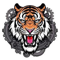 Tiger Kopf Biker Logo Vektor T-Shirt Design