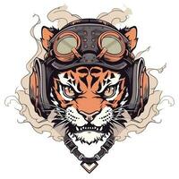 tiger huvud cyklist logotyp vektor t-shirt design