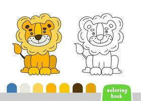söt lejon färg bok för barn sida för böcker, tidningar, vektor illustration klotter mall