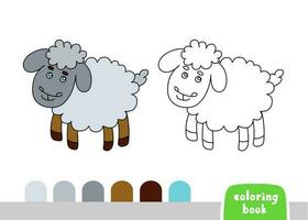 süß Schaf Färbung Buch zum Kinder Seite zum Bücher, Zeitschriften, Vektor Illustration Gekritzel Vorlage