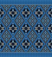 ethnisch Volk geometrisch nahtlos Muster im Indigo Blau im Vektor Illustration Design zum Stoff, Matte, Teppich, Schal, Verpackung Papier, Fliese und Mehr