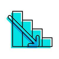 abnehmend Nieder Diagramm Diagramm Bar Gliederung Blau Symbol Vektor Illustration