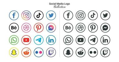 populär social nätverk symboler, social media logotyp ikoner samling vektor