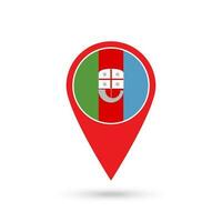 Karte Zeiger mit Ligurien Flagge. Region von Italien. Vektor Illustration.