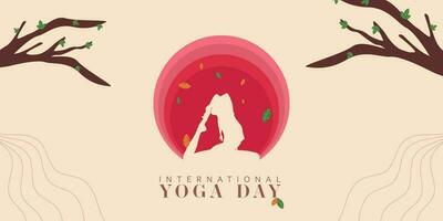 vektor internationell yoga dag, yoga kropp hållning, vektor illustration, hälsning kort, social media posta, baner, affisch,