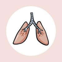 par av mänsklig utsöndring och respiratorisk organ, lungorna. isolerat vektor illustration på fyrkant brun bakgrund och vit cirkel. medicinsk och hälsa tema vektor teckning med skisse tecknad serie konst stil