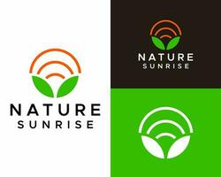 Logo zum Natur Sonnenaufgang durch das Marke Labor vektor