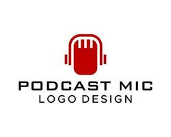 Kopfhörer Mikrofon Podcast Studio Logo Design Vektor. vektor