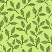 sömlös mönster med grön löv på grön bakgrund vektor illustration