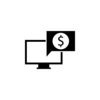 Monitor, sich unterhalten Blase, Geld Vektor Symbol Illustration