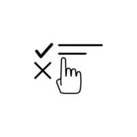 Finger auf das Fragebogen Vektor Symbol Illustration