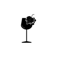 Wein Glas mit Trauben Vektor Symbol Illustration