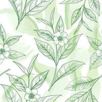 Blumen- nahtlos Muster. Ast mit Blätter Zier Textur. gedeihen Natur Sommer- Garten Aquarell texturiert Hintergrund vektor