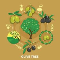 runde Zusammensetzung Vektorillustration des Olivenbaums vektor