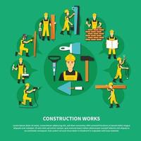 grüne Zusammensetzung Vektorillustration des Bauarbeiters vektor