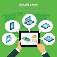 shopping online isometrisk koncept vektorillustration vektor