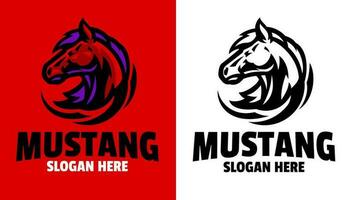 uppsättning av par mustang huvud logotyp vektor