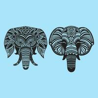 Vektor Elefant Kopf Maskottchen Konzept und hoch detailliert Färbung Seiten