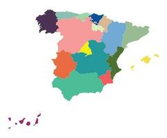 Spanien Karta med Flerfärgad politisk Karta vektor