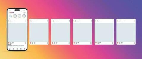 instagram Karussell oder rutschen Seiten Schnittstelle Post Vektor Attrappe, Lehrmodell, Simulation