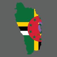 Dominica Land im das Karibik Vektor Illustration Flagge und Karte Logo Design Konzept detailliert