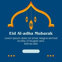 Vektor Blau Hintergrund mit islamisch Thema zum eid al adha Mubarak