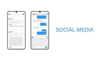 karusell posta på social media attrapp med cell telefon och vit bakgrund. optimera din annonser. social media chatt, meddelande, realistisk smartphone vektor illustration.