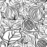 sömlös blommig mönster med fikon och löv i klotter Metod vektor