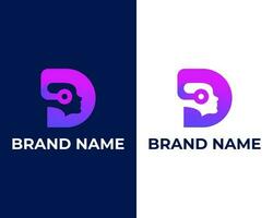 brev d tech och teknologi logotyp design, mänsklig huvud modern professionell företag logotyp design vektor