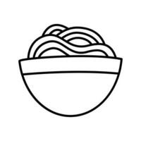 Nudel Schüssel Gekritzel Zeichnung. asiatisch Essen Symbol. schwarz und Weiß Vektor Gliederung Illustration isoliert auf Weiß Hintergrund