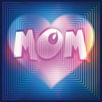 glücklich Mütter Tag Karte mit Herzen Neon- Hintergrund vektor