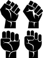 Faust Symbol Satz. Hand Faust Symbol Vektor Illustration. Zeichen und Symbol zum Kampf oder Geist. Protest Hand. Hand Faust schlagen Symbol Blatt