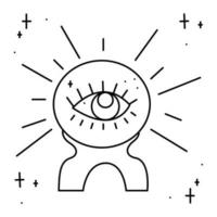 Magie Ball mit ein allsehend Auge und Sterne. Gekritzel Vektor Illustration, Clip Art.