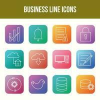 einzigartige Business-Line-Icon-Set vektor