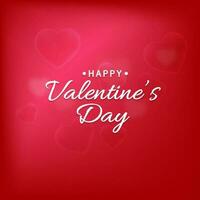 glücklich Valentinstag Tag Schriftart mit transparent oder Glas Herzen auf rot Hintergrund. vektor