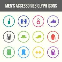 Einzigartiges Vektor-Glyphen-Icon-Set für Accessoires für Herren vektor