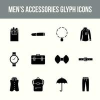 Einzigartiges Vektor-Glyphen-Icon-Set für Accessoires für Herren vektor