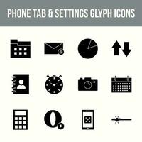 einzigartig Telefon Tab und die Einstellungen Vektor Glyphe Symbol einstellen