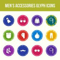 Einzigartiges Vektor-Glyphen-Icon-Set für Accessoires für Herren vektor