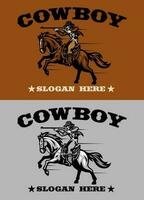 cowboy rida häst logotyp stil skytte de gevär vektor