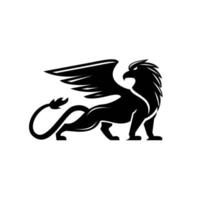 Premium schwarz Minimal Griffin Fabelwesen Emblem Maskottchen Vektor-Design vektor