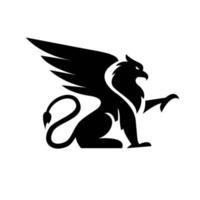 premium svart minimal griffin mytisk varelse emblem maskot vektor design