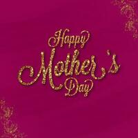golden glänzend glücklich Mutter Tag Schriftart und gedeihen auf Rosa Hintergrund. vektor