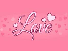 tält kärlek font med hjärtan på rosa bakgrund. vektor