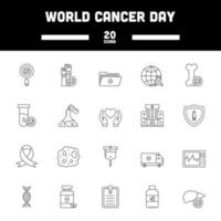 schwarz Schlaganfall Welt Krebs Tag Symbol Satz. vektor