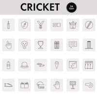 24 Kricket Symbol einstellen auf grau sqaure Hintergrund. vektor