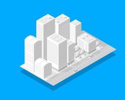 stadsbild designelement med isometrisk byggnad stadskarta generator. isolerad samling för att skapa din perfekta gata vektor