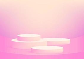 leerer rosa Hintergrund des Podiumstudios für Produktanzeige mit Kopienraum. Showroom Shooting rendern. Banner Hintergrund für Werbung Produkt. vektor