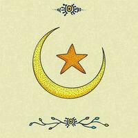 Muslim Gemeinschaft Festival Konzept mit Halbmond Mond, ein Star auf Gelb Grunge Hintergrund und Kopieren Raum. vektor